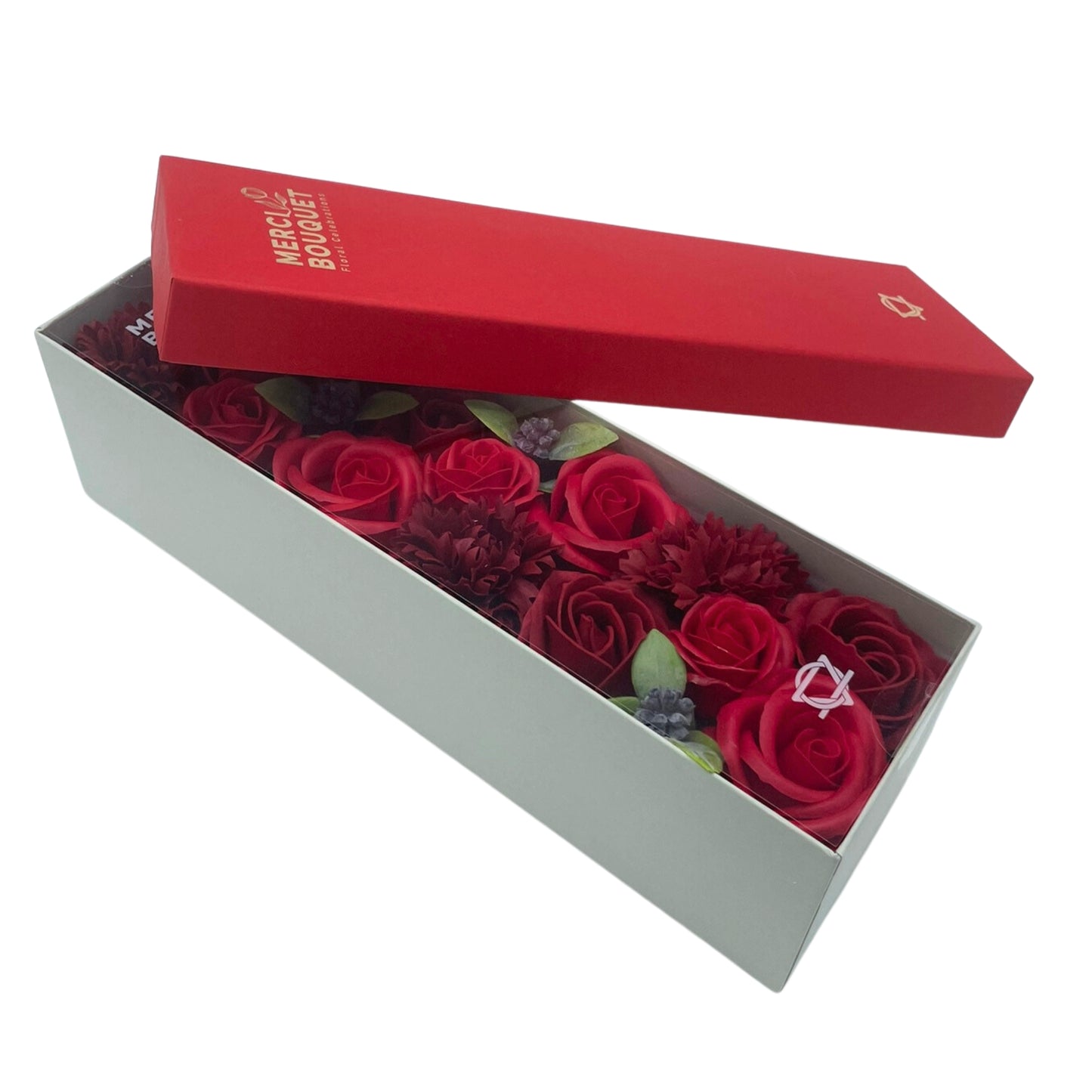 CAJA LARGA DE FLORES DE JABÓN. ROSAS CLÁSICAS