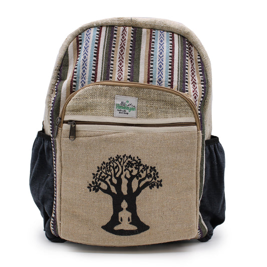 Mochila Grande de Cáñamo - Diseño Árbol de Bohdi