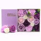 FLORES DE JABÓN  - CAJA CUADRADA ROSAS LAVANDA Y CLAVEL