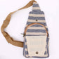 BOLSO BANDOLERA ALGODÓN NATURAL  BEIGE Y AZUL MARINO