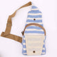 BOLSO BANDOLERA ALGODÓN NATURAL  AZUL Y BLANCO