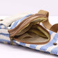 BOLSO BANDOLERA ALGODÓN NATURAL  AZUL Y BLANCO