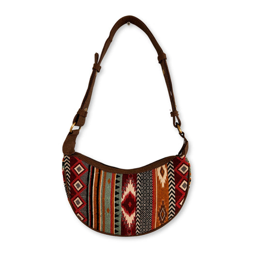 Bolso Hobo Jacquard - Marrones Intensos (correa marrón)