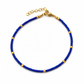 Pulsera de Tobillo - Lapislázuli y Perlas de latón Nepalíes (22 cm)