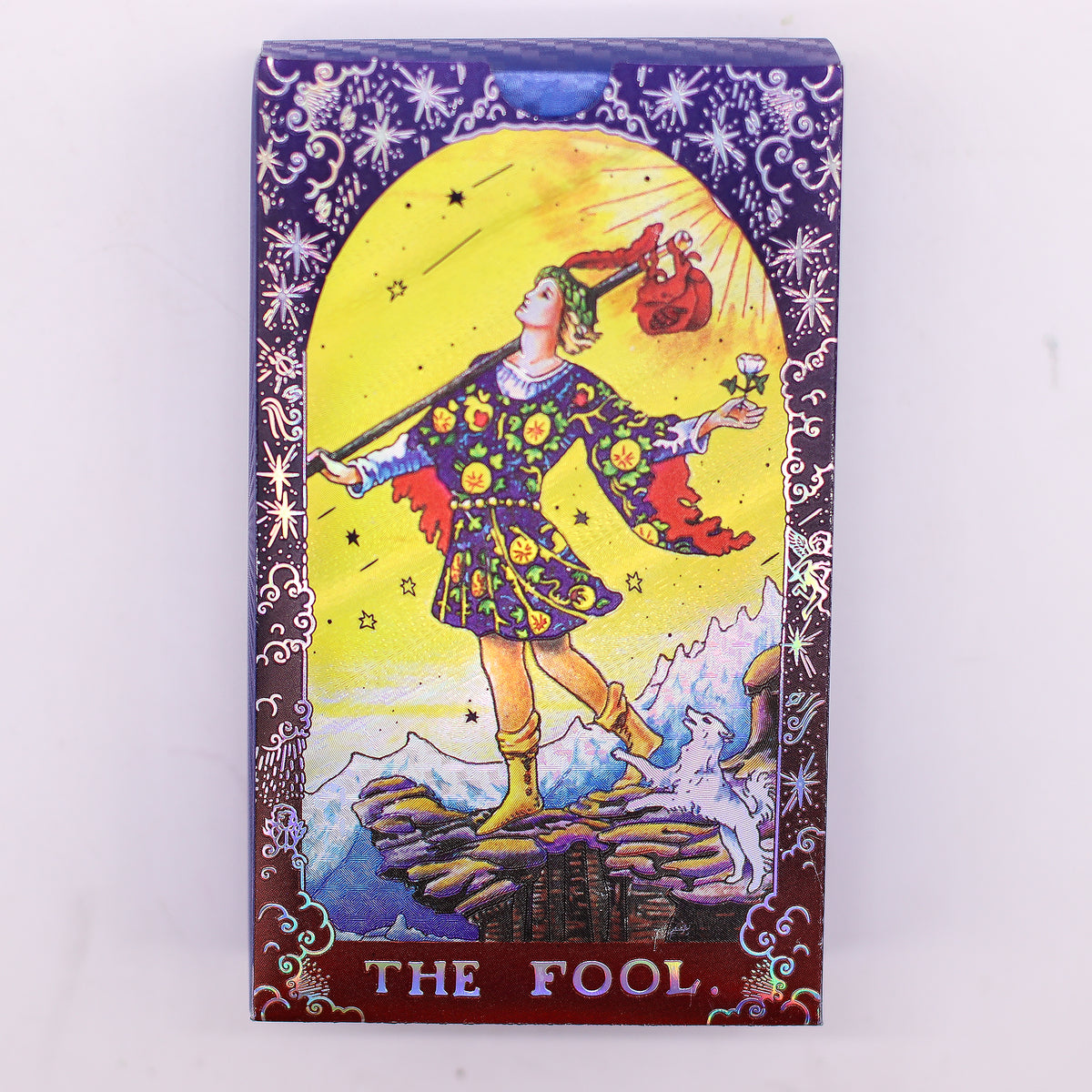 Cartas de tarot azul con lámina de oro · Mandala y folleto