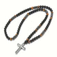 Collar Cruz de Hematita, Ónix Mate y Ojo de Tigre Protección & Fortaleza