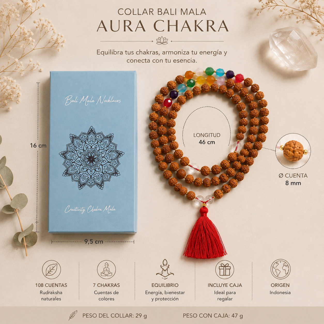 Collar Bali Mala - Aura Chakra