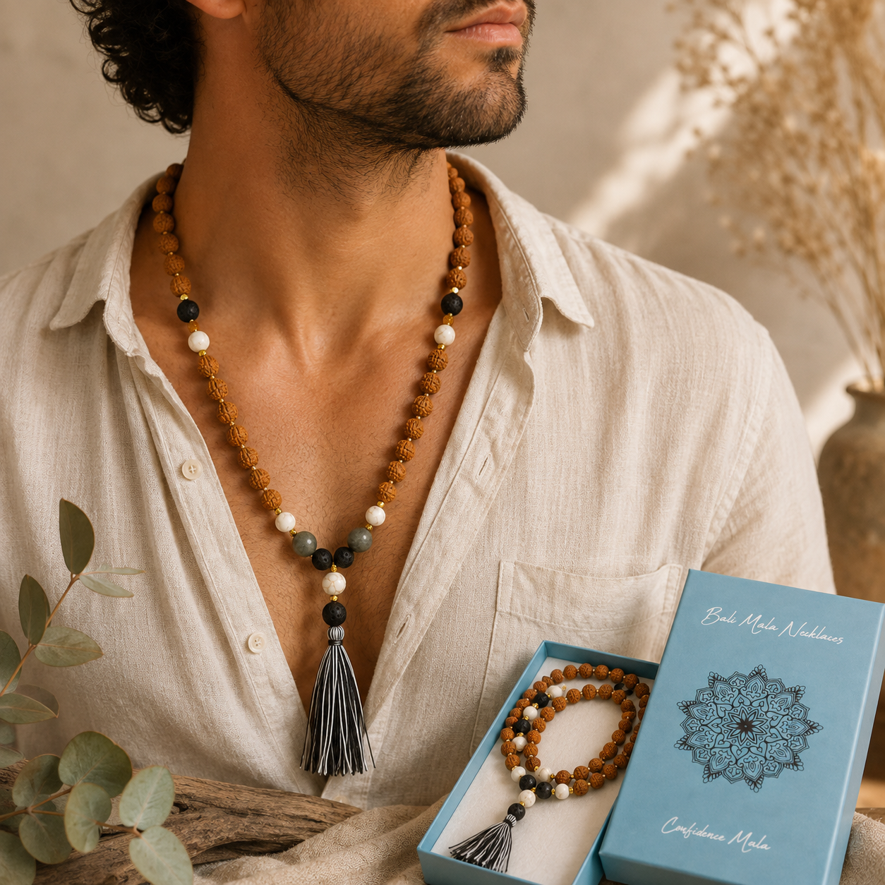 Collar Bali Mala Confianza – Rudraksha y Fuerza Interior