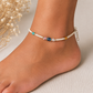 Pulsera de Tobillo Nepalí de Perlas Facetadas y Cristales | 22 cm