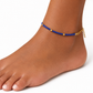 Pulsera de Tobillo - Lapislázuli y Perlas de latón Nepalíes (22 cm)