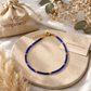 Pulsera de Tobillo - Lapislázuli y Perlas de latón Nepalíes (22 cm)