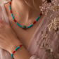 Conjunto Tribal Nepalí Turquesa y Coral  Collar 50 cm + Pulsera 17 cm