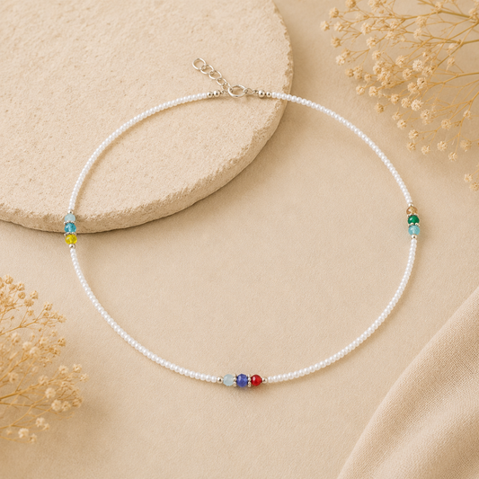 Collar Nepalés de Gemas Extra Finas - Perla y Cuentas Cortadas