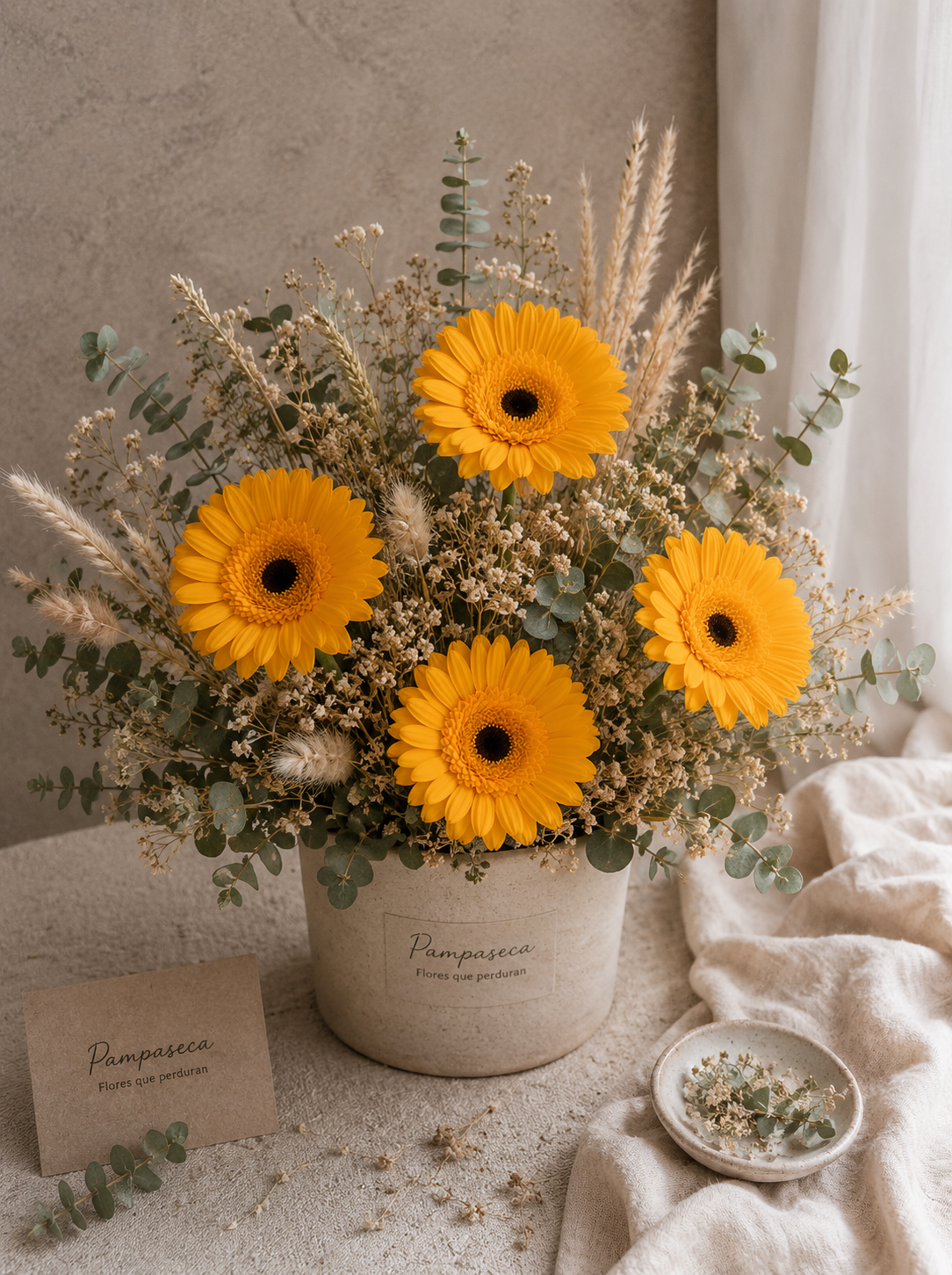 Gerbera preservada amarilla