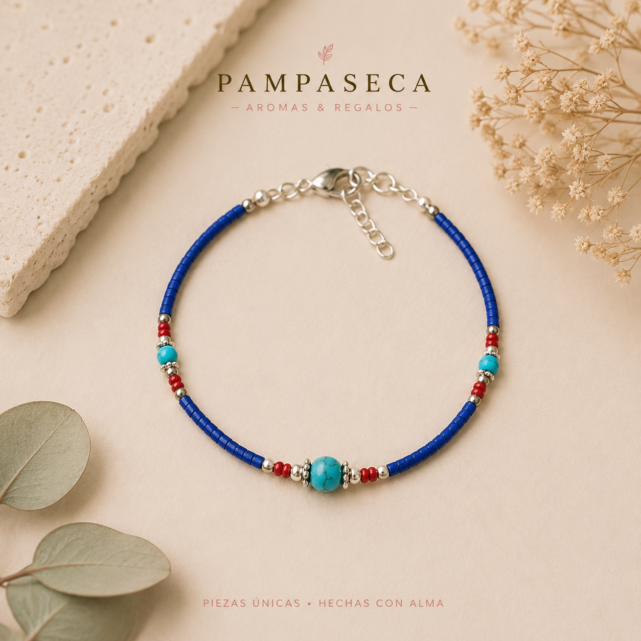 Pulsera Nepalesa de Gemas Extra Finas – Ónix Azul