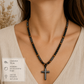 Collar Cruz de Hematita, Ónix Mate y Ojo de Tigre Protección & Fortaleza