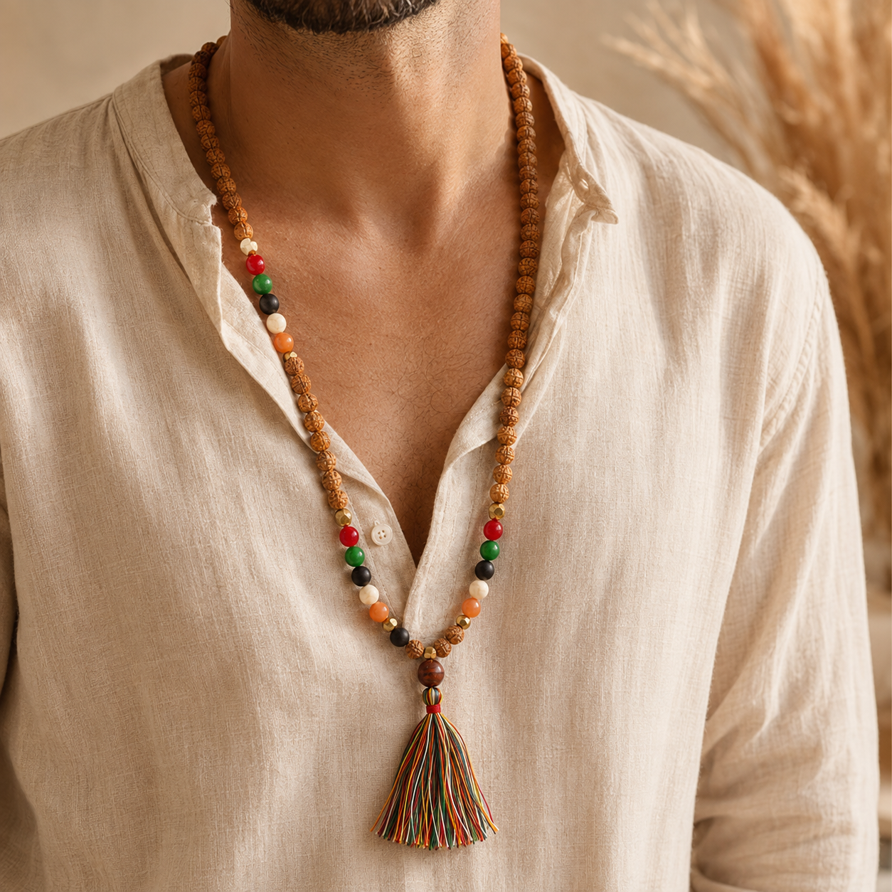 Collar de Rudraksha Bali Mala «Energía de los Cinco Elementos»