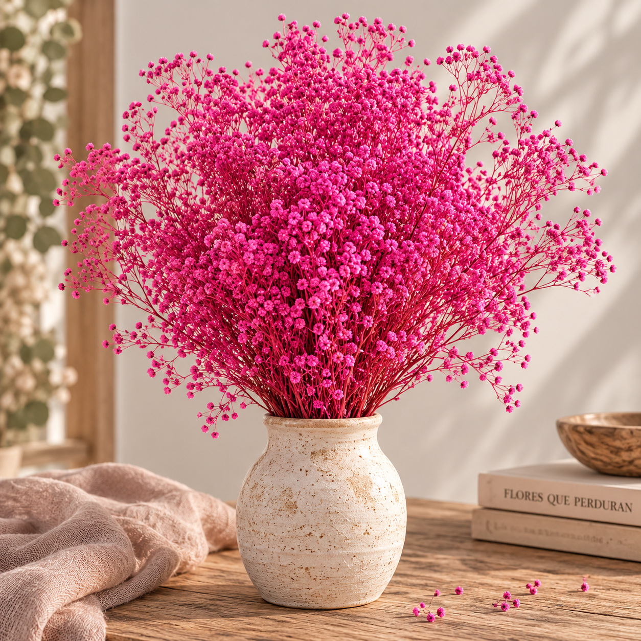 Gypsófila rosa brillante preservada (paniculata)