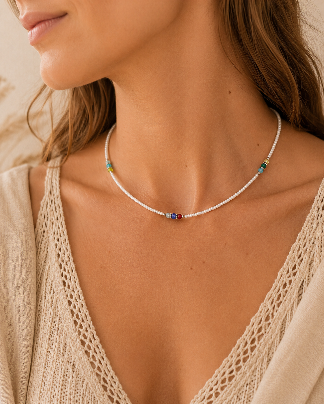 Collar Nepalés de Gemas Extra Finas - Perla y Cuentas Cortadas