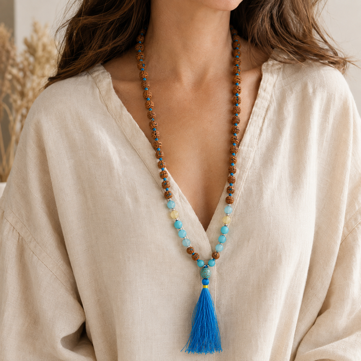Collar de Rudraksha Bali Mala «Diosa de la Fertilidad»