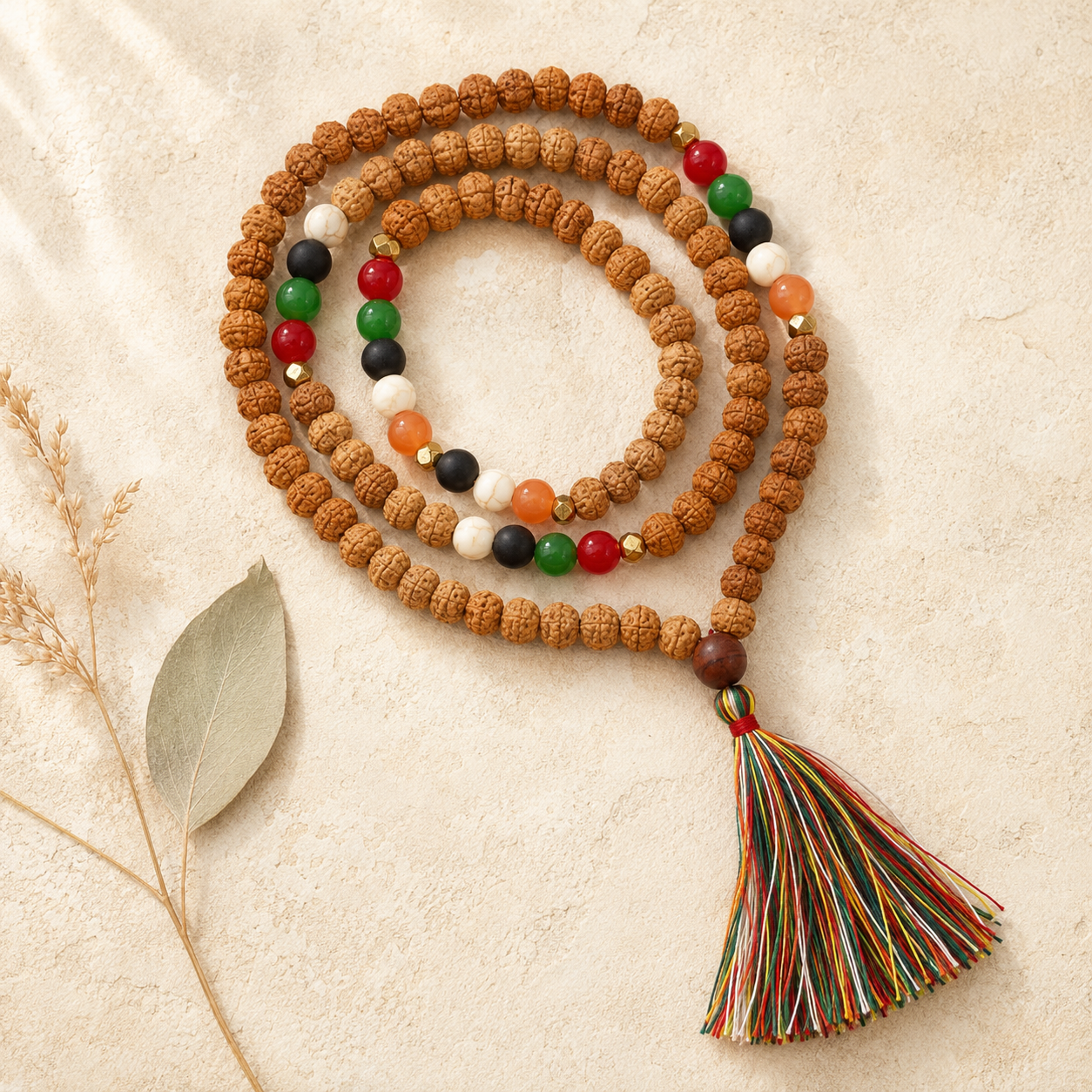Collar de Rudraksha Bali Mala «Energía de los Cinco Elementos»
