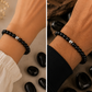 Pulsera de onix negrp y gema de plata 6mm Protección y fortaleza