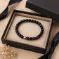 Pulsera de onix negrp y gema de plata 6mm Protección y fortaleza