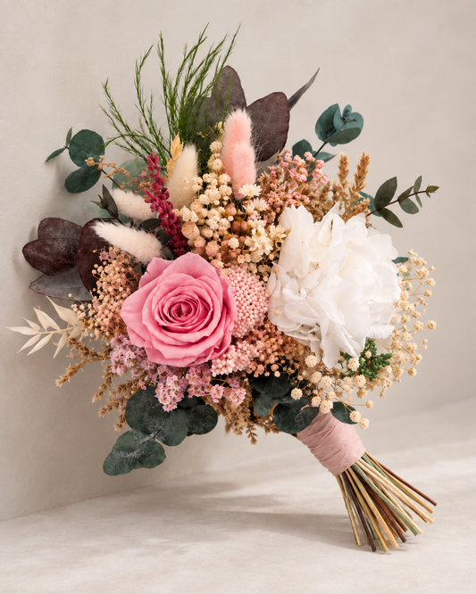 Ramo Lola · Flores preservadas en rosa y blanco 🌸