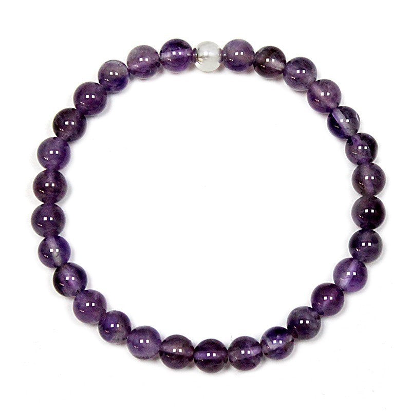 Pulsera de amatista y gema de plata 6mm Calma y Claridad