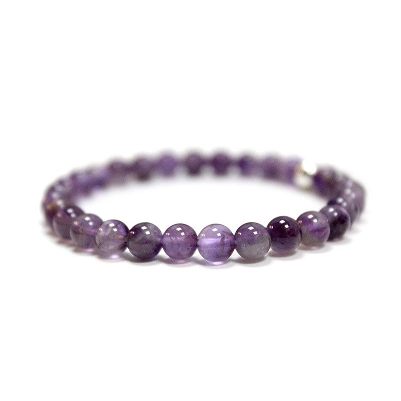 Pulsera de amatista y gema de plata 6mm Calma y Claridad