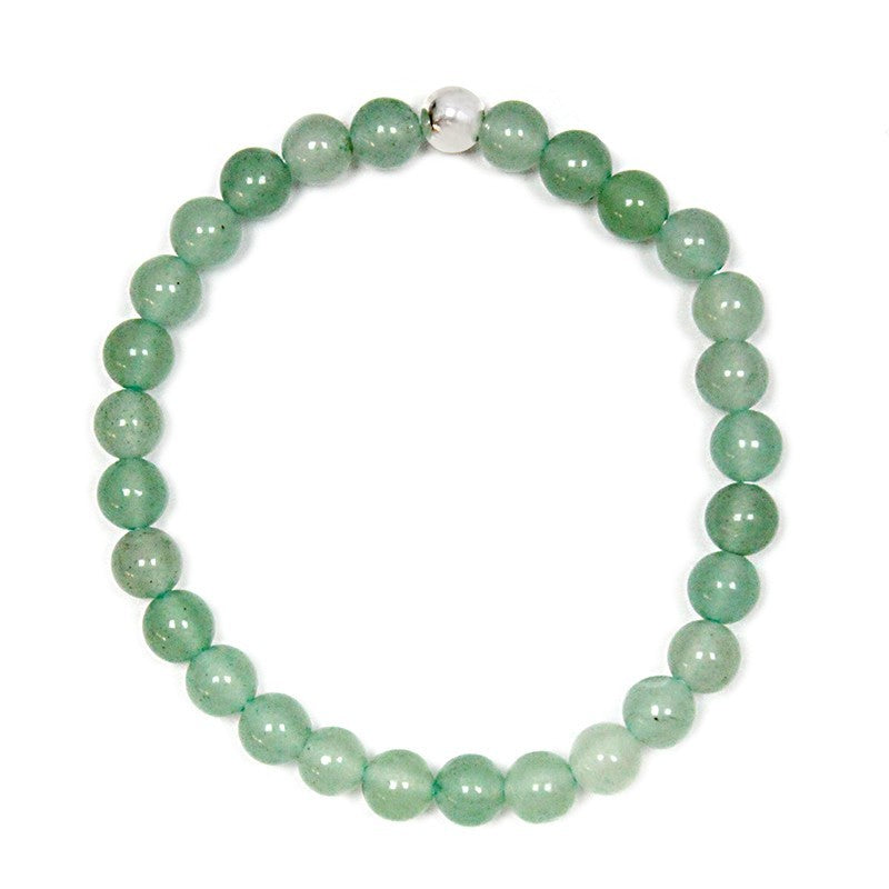 Pulsera de aventurina verde y plata (6 mm) -Prosperidad y crecimiento