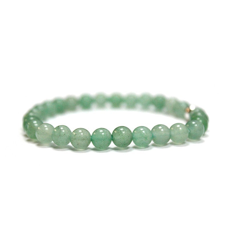Pulsera de aventurina verde y plata (6 mm) -Prosperidad y crecimiento