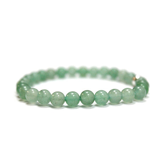 Pulsera de aventurina verde y plata (6 mm) -Prosperidad y crecimiento