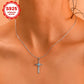 COLGANTE CON DIJE DE CRUZ DE PLATA y PIEDRA CIRCONITA