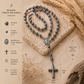 Rosario de Hematita Natural con Medalla de la Virgen Milagrosa y Cruz de Hematita