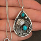 COLLAR CON COLGANTE VINTAGE CON PLUMA Y TURQUESA