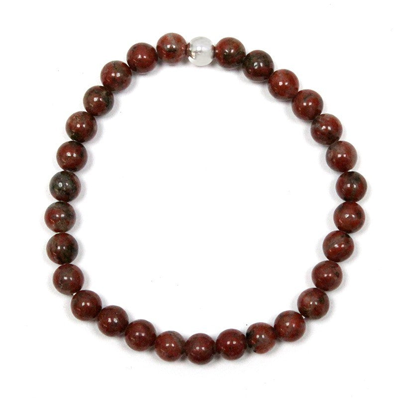 Pulsera de jaspe sésamo y gema de plata 6mm Estabilidad y Serenidad