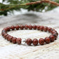 Pulsera de jaspe sésamo y gema de plata 6mm Estabilidad y Serenidad