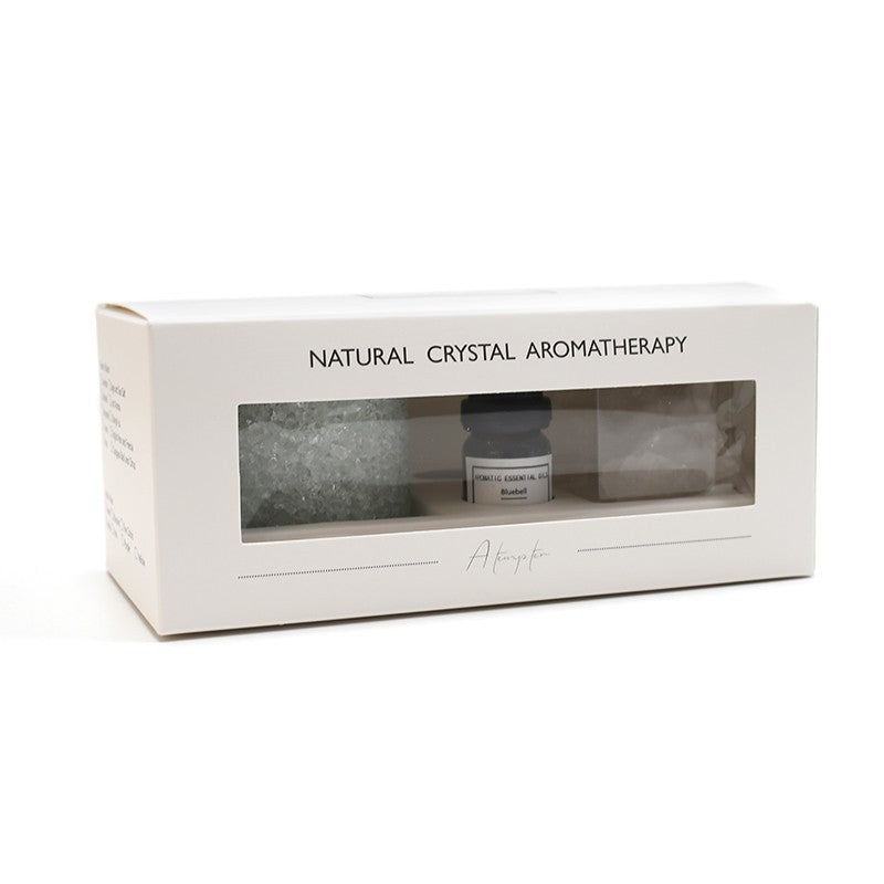 CAJA EN KIT DE LÁMPARA DE CRISTAL Difusor aromático cristal natural, piedras naturales y aceite esencial  aromático