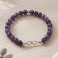 Pulsera amatista · Infinito y plata (6 mm)