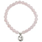 PULSERA DE CUENTAS DE CUARZO ROSA DE 6MM CON DIJES DE PLATA OHM