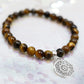 Pulsera ojo de tigre · Mandala y plata (6 mm)