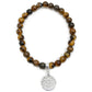Pulsera ojo de tigre · Mandala y plata (6 mm)