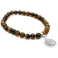 Pulsera ojo de tigre · Mandala y plata (6 mm)