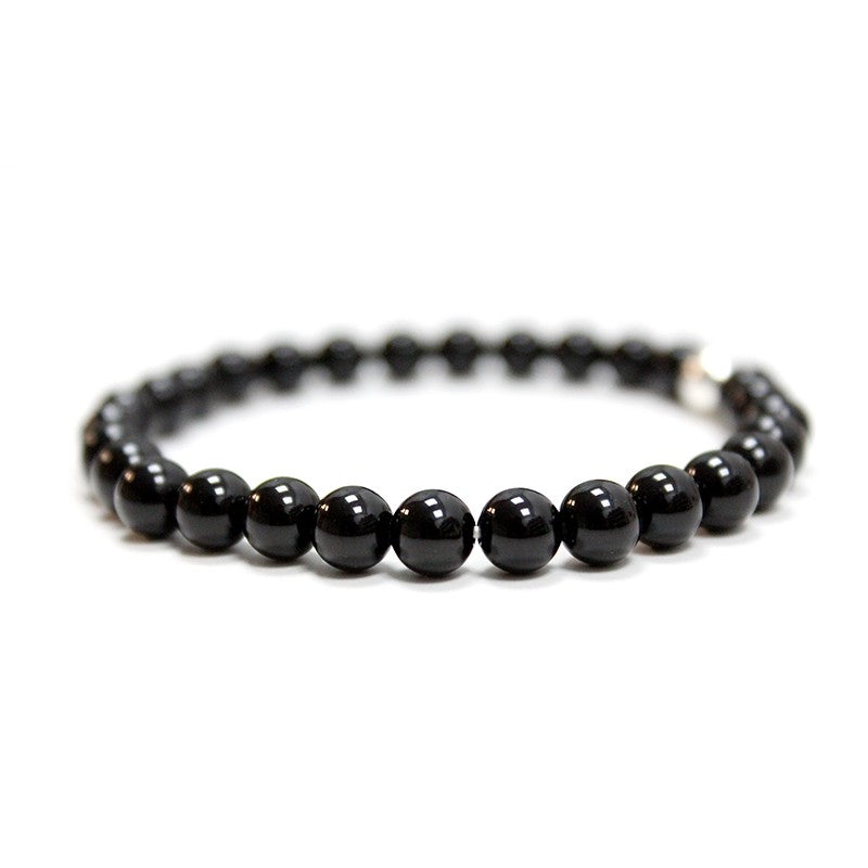 Pulsera de onix negrp y gema de plata 6mm Protección y fortaleza