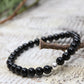 Pulsera de onix negrp y gema de plata 6mm Protección y fortaleza