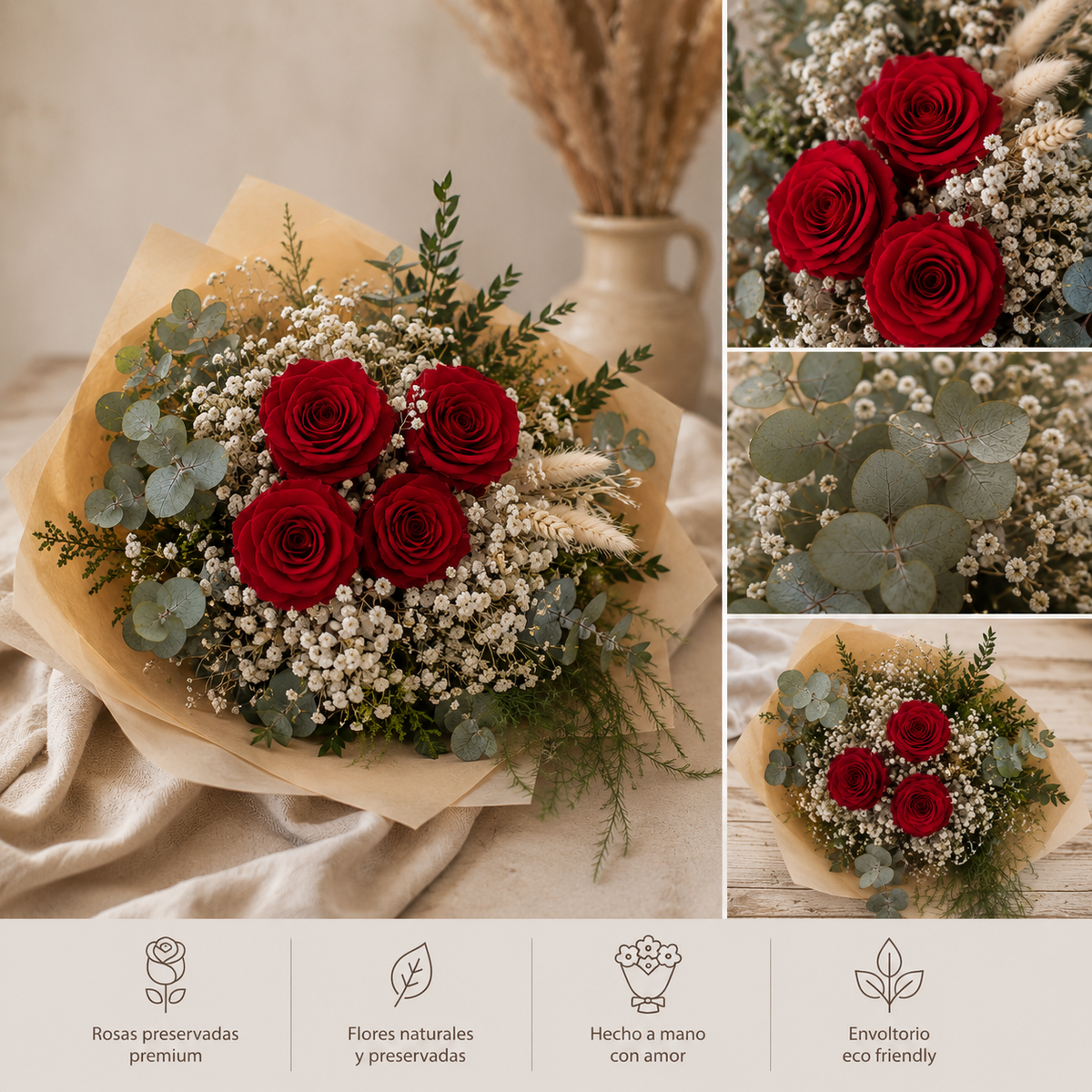 Ramo de Rosas Rojas Preservadas Premium