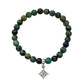Pulsera de turquesa africana con nudo de brujas y plata (6 mm)