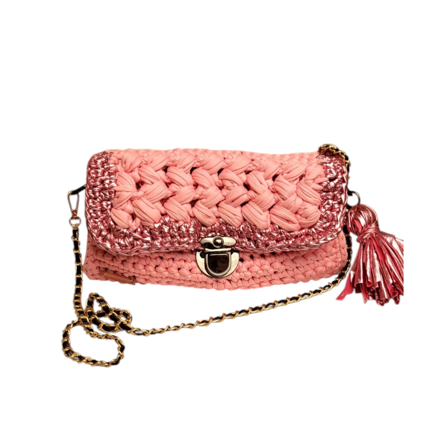 BOLSO TEJIDO A MANO ROSECUTIE