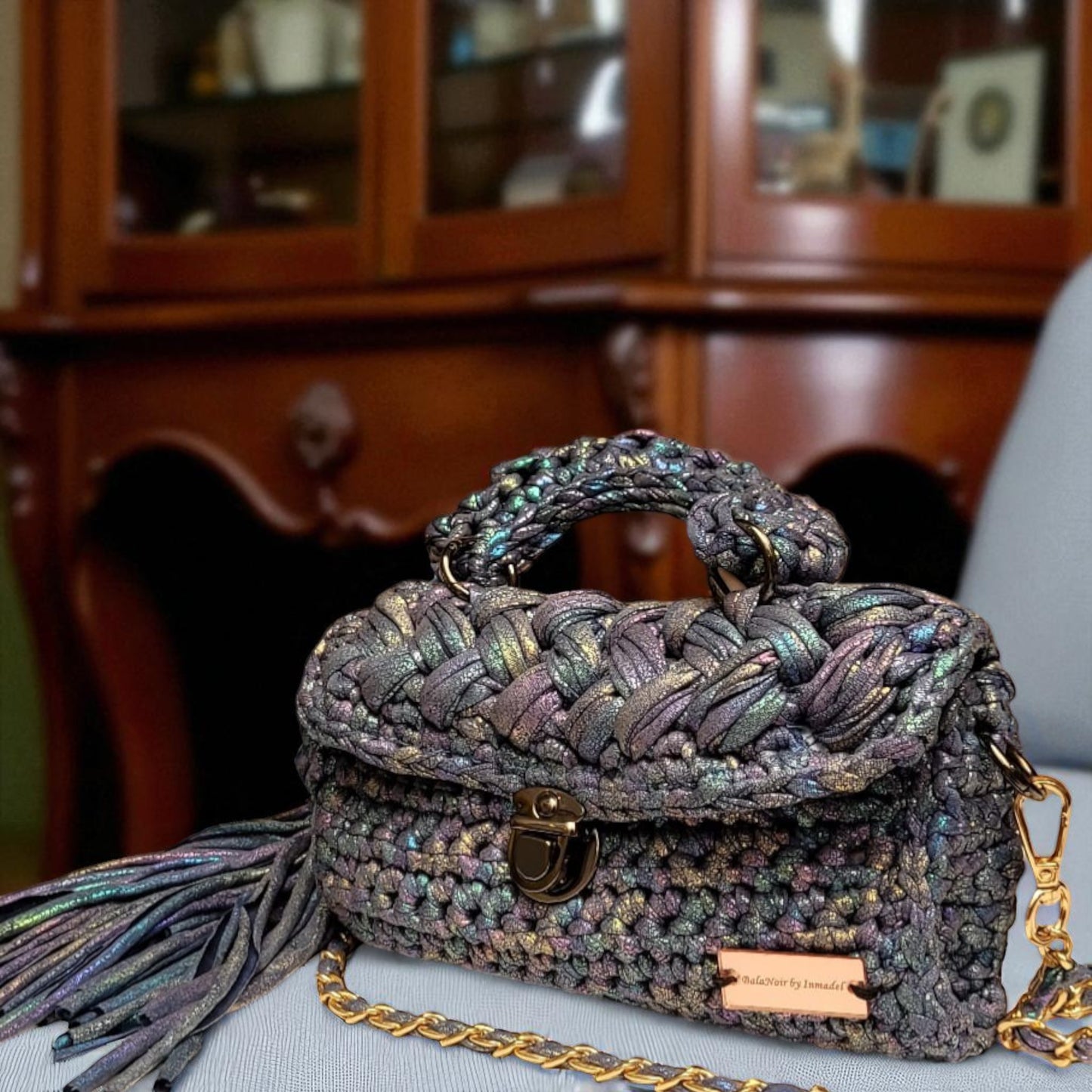 BOLSO TEJIDO A MANO BLUEWISH